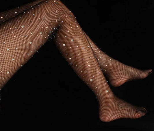 Medias rejilla con diamantes
