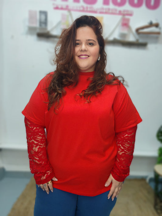 Camiseta Manga encaje