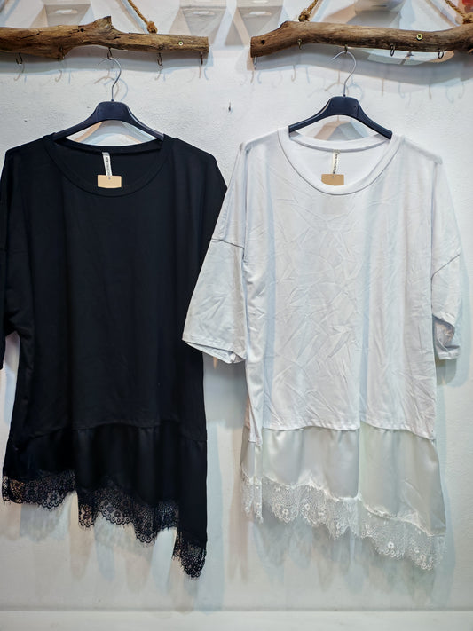 Camiseta Encaje asimétrica