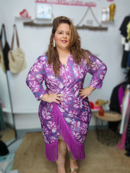Vestido Flecos Estampado