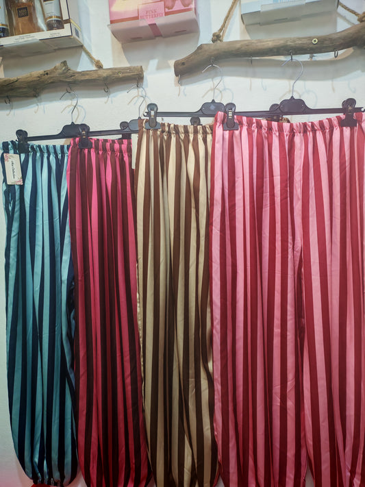 Pantalón rayas Satén
