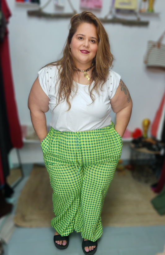 Pantalón vichy Flúor
