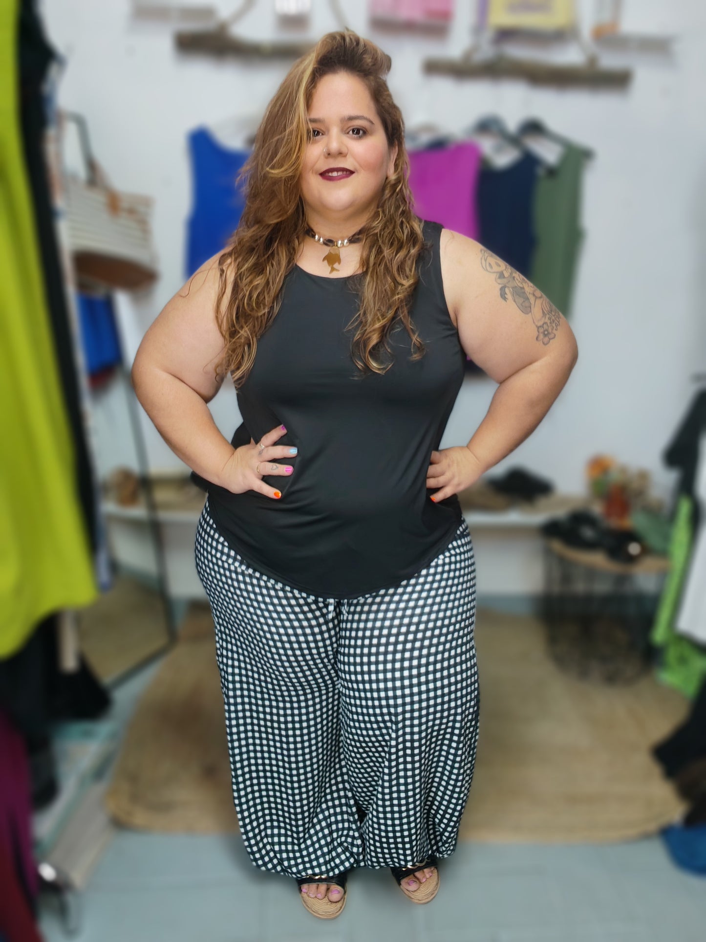 Pantalon Vichy sin bolsillos