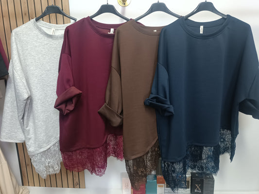 Sudadera asimetr encaje