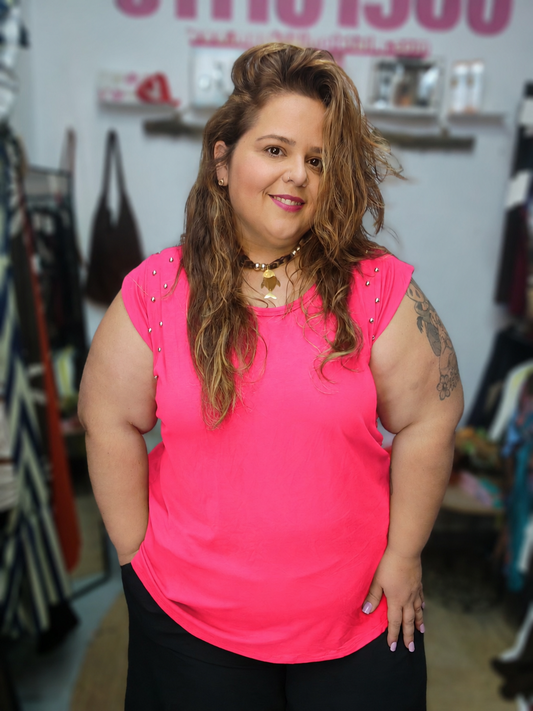 Camiseta tachuelas Flúor